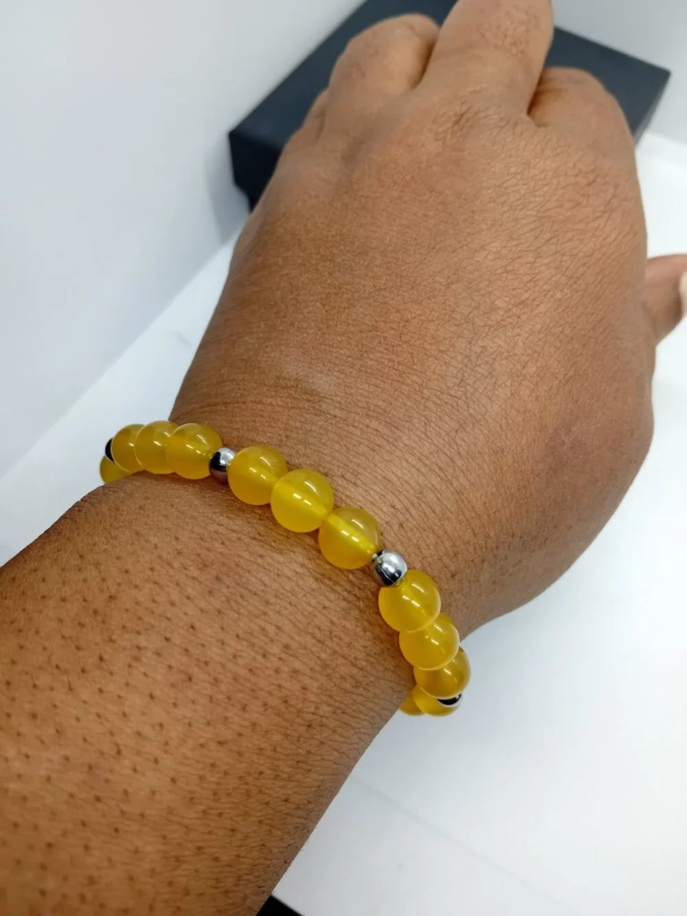 Yellow Agate Stretch Bracelet 304 Stainless Steel | Confidence Success Energy